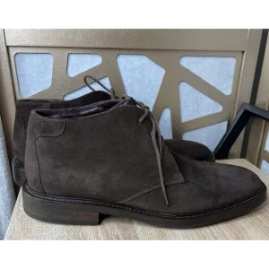 Keneth Cole Leather Suede Brown Men chukka  Boots Shoes Sz 10 Square Toe ITALY