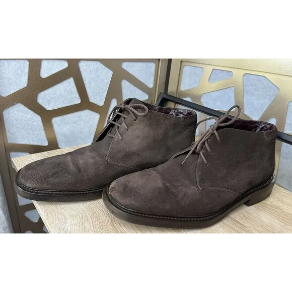 Keneth Cole Leather Suede Brown Men chukka  Boots Shoes Sz 10 Square Toe ITALY