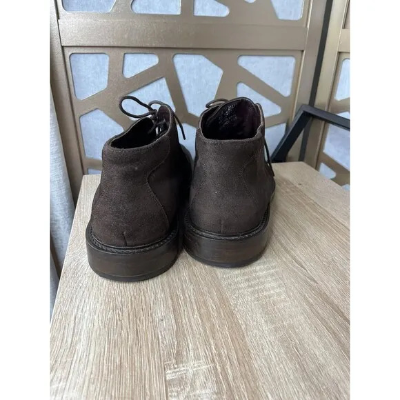 Keneth Cole Leather Suede Brown Men chukka  Boots Shoes Sz 10 Square Toe ITALY