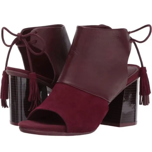 KENNETH COLE Burgundy Peep Toe Boots