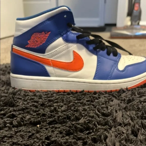 Kids Blue and Orange High-Top Sneakers