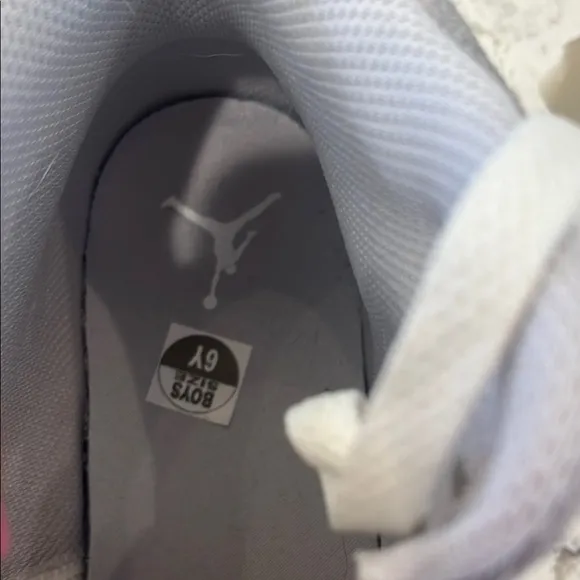 Kids High-Top Jordans - White and Gray