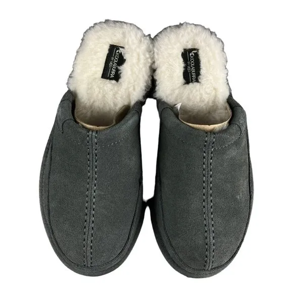 Koolaburra by UGG Men's Grey Sting Suede Fur Slippers Size 10