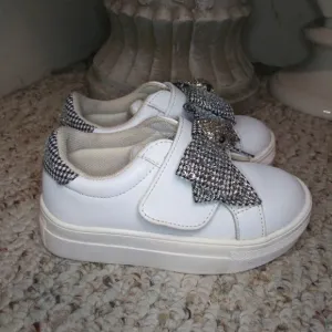 Kurt Geiger Baby Mini Laney Bow White Leather Toddler Sneakers