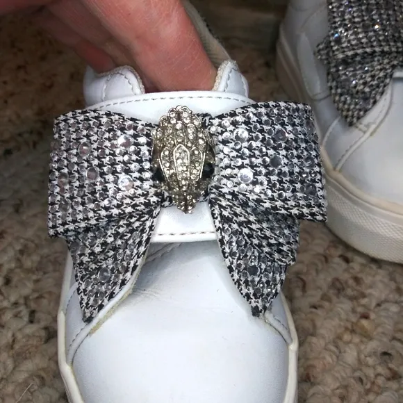 Kurt Geiger Baby Mini Laney Bow White Leather Toddler Sneakers