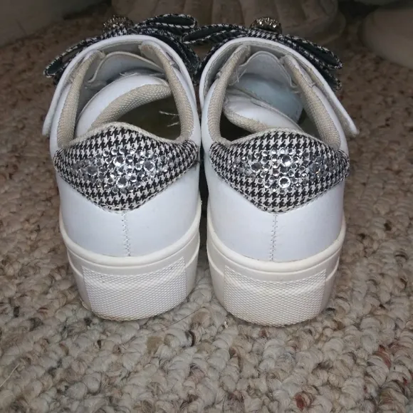 Kurt Geiger Baby Mini Laney Bow White Leather Toddler Sneakers