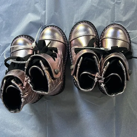 Kurt Geiger London Girls' Kensington Metallic Leather Strap Boots