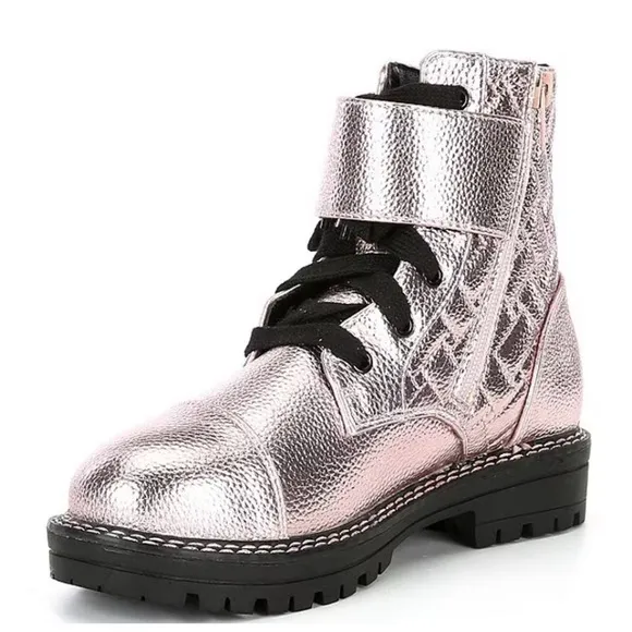 Kurt Geiger London Girls' Kensington Metallic Leather Strap Boots