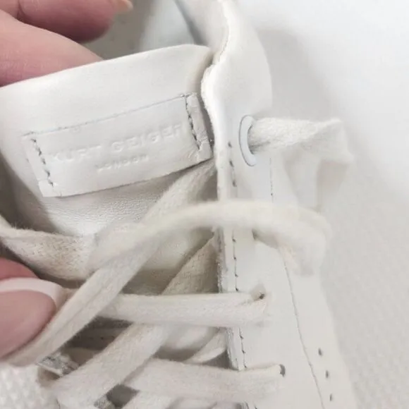 Kurt Geiger London Laney Leather Platform Sneakers Womens Size 9 White