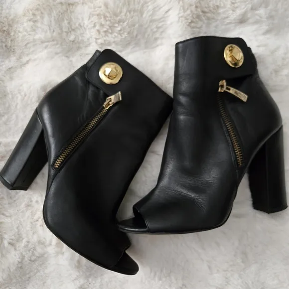 Kurt Geiger London Leather Heeled Peep toe Boots Size 38 #123