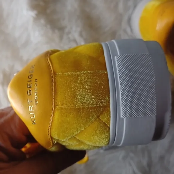 Kurt Geiger London Yellow Quilted Jewel Embelished Platform Sneakers EU 38 NEW