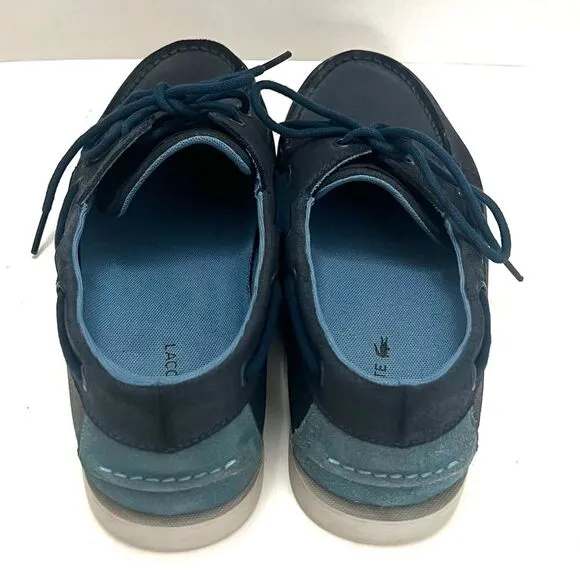 LACOSTE Navire Boat Shoe Mens Blue Leather Sz 9.5 Preppy Classic Casual Designer
