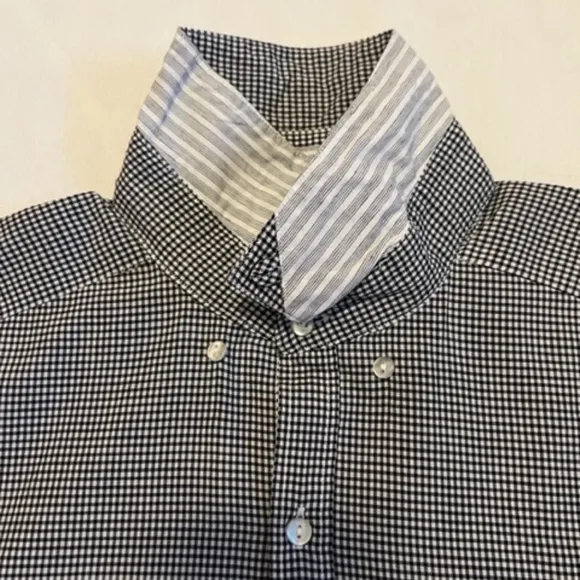 Lacoste Small Lightweight Button-Down L/S Shirt in Navy Gingham MINT!‌‌‌…