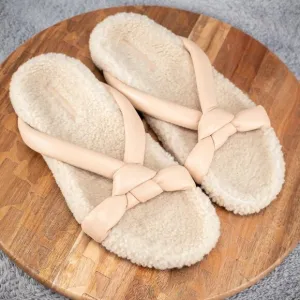 Lafayette 148 New York Honore Shearling Leather-Strapped Sandals SZ 40 US 10