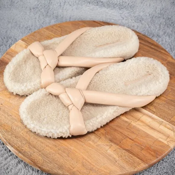 Lafayette 148 New York Honore Shearling Leather-Strapped Sandals SZ 40 US 10