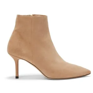 L’agence Aimee Brown Beige Suede Pointed Toe Heeled Ankle Boots Women’s 7.5