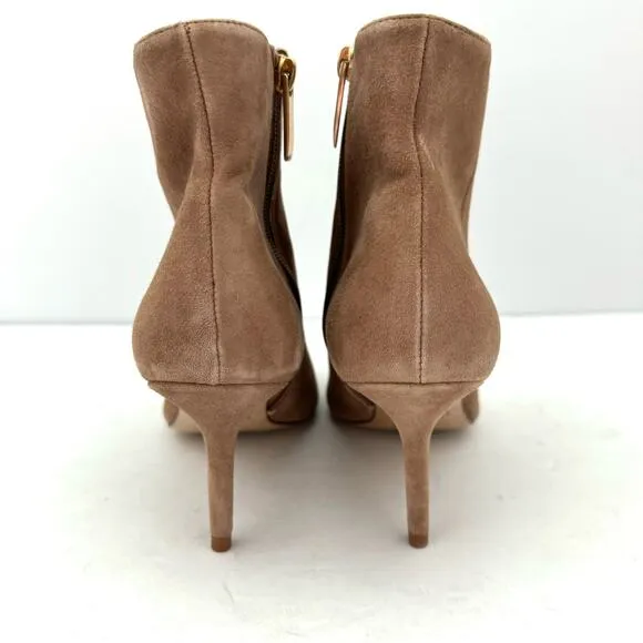L’agence Aimee Brown Beige Suede Pointed Toe Heeled Ankle Boots Women’s 7.5