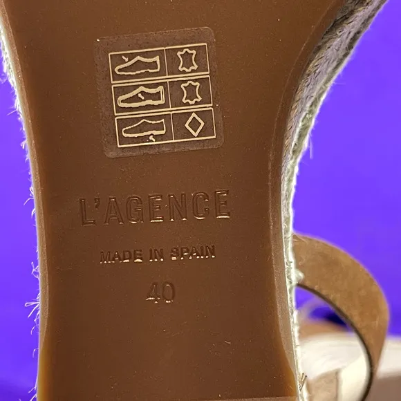 L'AGENCE Elysee Brown Suede Espadrille Wedge Sandals Women's Shoe Size 10-NEW