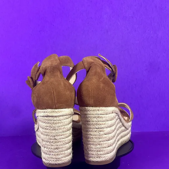 L'AGENCE Elysee Brown Suede Espadrille Wedge Sandals Women's Shoe Size 10-NEW