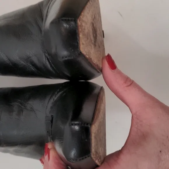 L.a.m.b. Jaycee Black Leather Studded Stiletto Ankle Boots 8.5