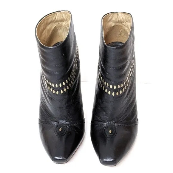 L.a.m.b. Jaycee Black Leather Studded Stiletto Ankle Boots 8.5