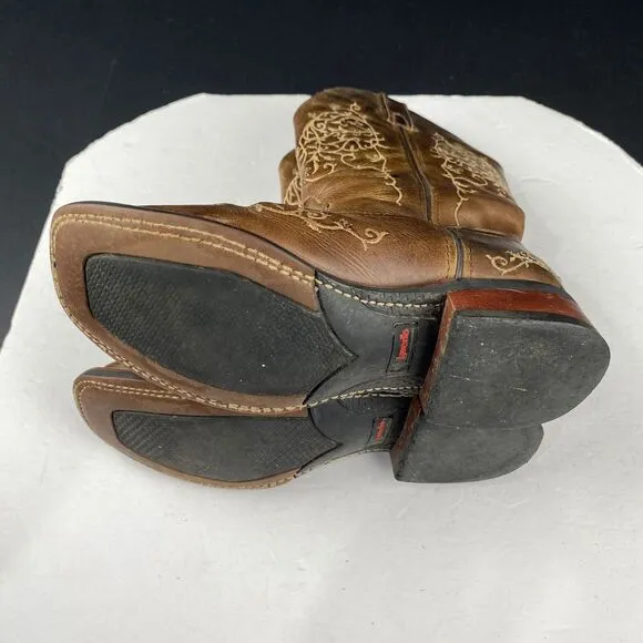 Laredo Authentic Leather Western Womens SIZE 6.5 M Boots Brown Square Toe