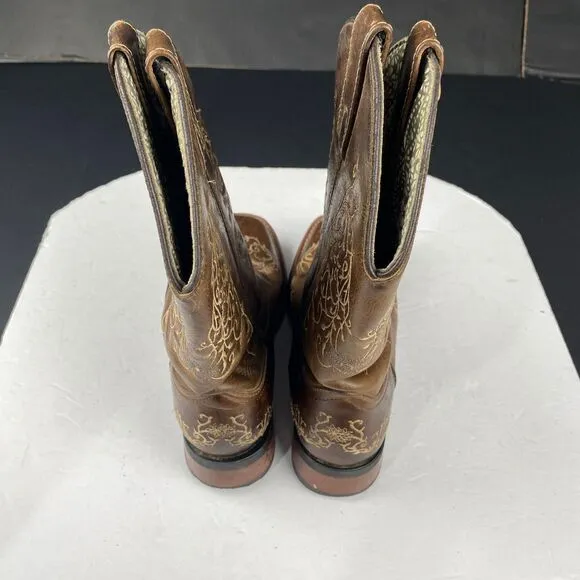 Laredo Authentic Leather Western Womens SIZE 6.5 M Boots Brown Square Toe