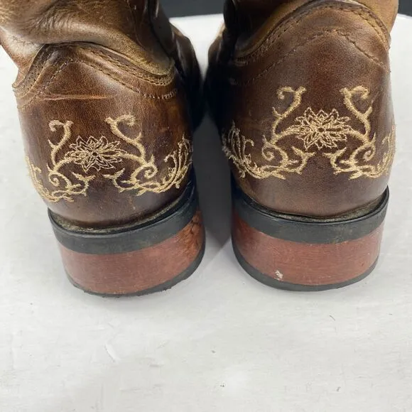 Laredo Authentic Leather Western Womens SIZE 6.5 M Boots Brown Square Toe