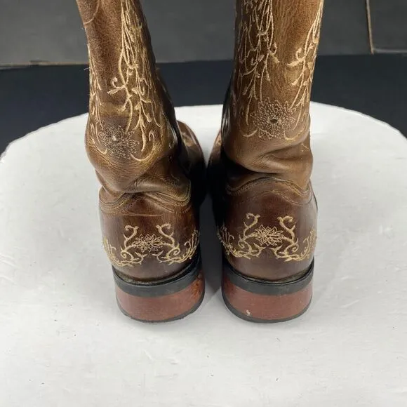 Laredo Authentic Leather Western Womens SIZE 6.5 M Boots Brown Square Toe