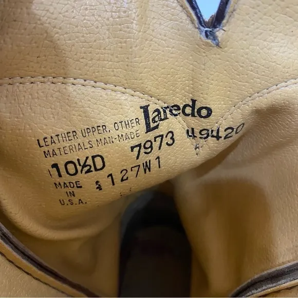 Laredo Brown Leather Mens round toe western cowboy boots rodeo