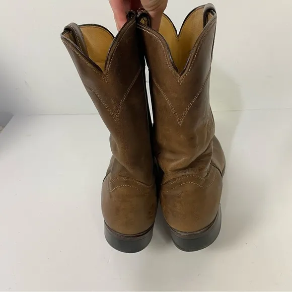 Laredo Brown Leather Mens round toe western cowboy boots rodeo