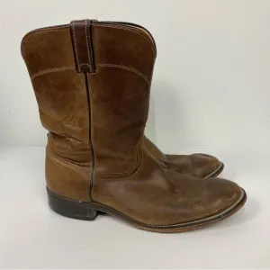 Laredo Brown Leather Mens round toe western cowboy boots rodeo