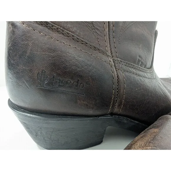 Laredo Distressed Brown Leather Boots Men's Size US 9.5D Cowboy Western 28-1807