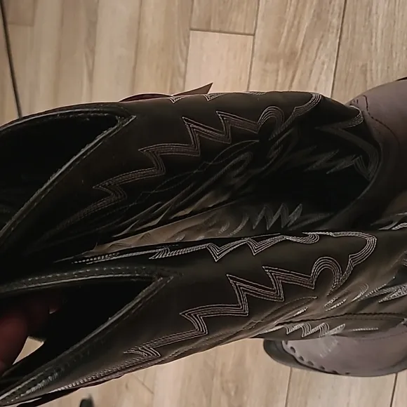 LAREDO Flagstaff Grey Black Leather Cowboy Pointed‎ Toe Western Boots Sz 8 D NEW