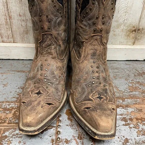 Laredo Lucretia Studded Snake Inlay Western Boots Snip Toe