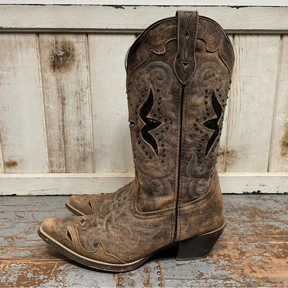 Laredo Lucretia Studded Snake Inlay Western Boots Snip Toe