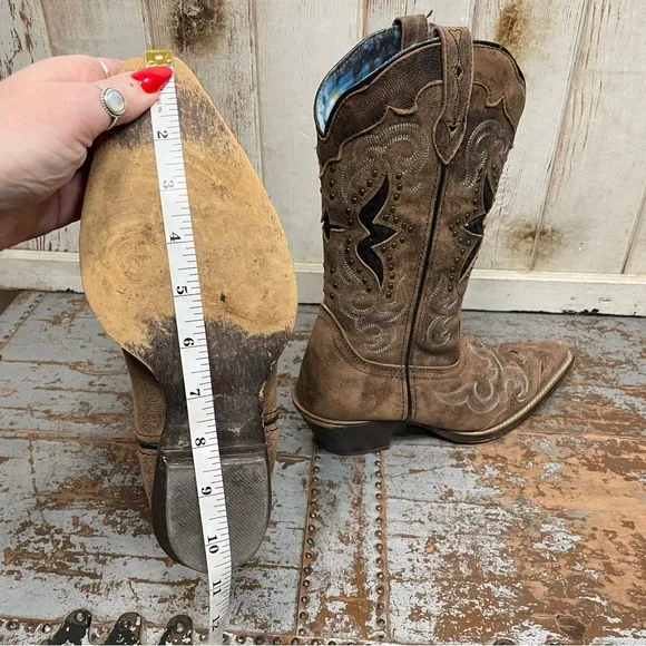 Laredo Lucretia Studded Snake Inlay Western Boots Snip Toe