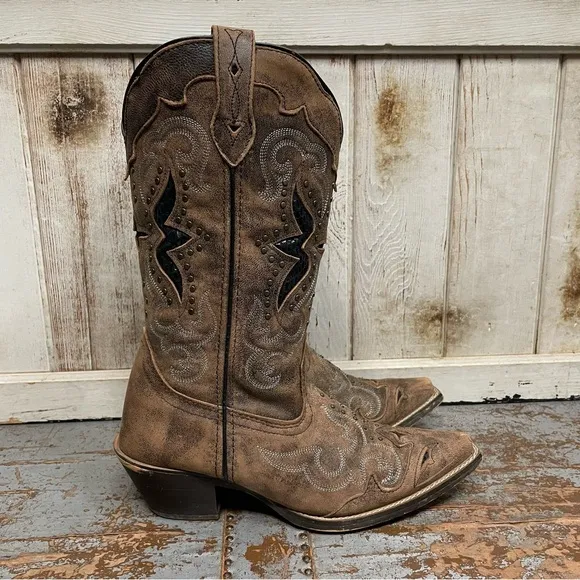 Laredo Lucretia Studded Snake Inlay Western Boots Snip Toe