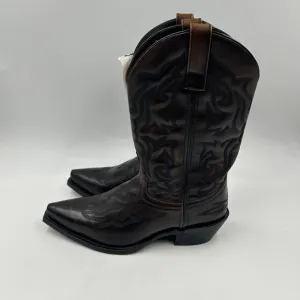 laredo mens 8.5D burnished brown fancy stitch snip toe cowboy boots NWT