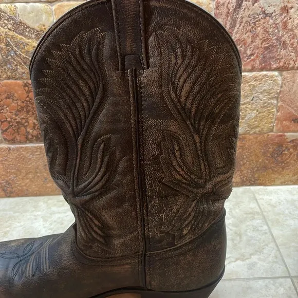 Laredo Men’s Cowboy Boots Western Leather Rodeo Shoes Brown Black Size 10.5EW