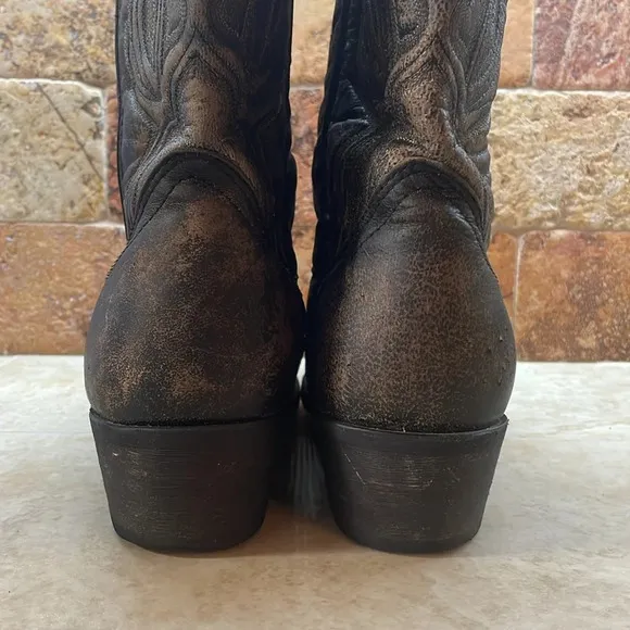 Laredo Men’s Cowboy Boots Western Leather Rodeo Shoes Brown Black Size 10.5EW