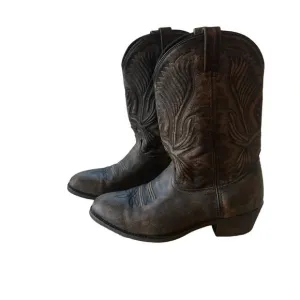 Laredo Men’s Cowboy Boots Western Leather Rodeo Shoes Brown Black Size 10.5EW