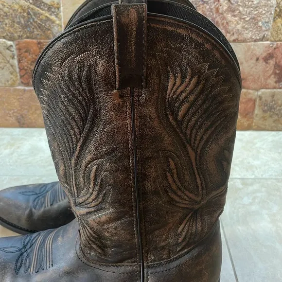 Laredo Men’s Cowboy Boots Western Leather Rodeo Shoes Brown Black Size 10.5EW