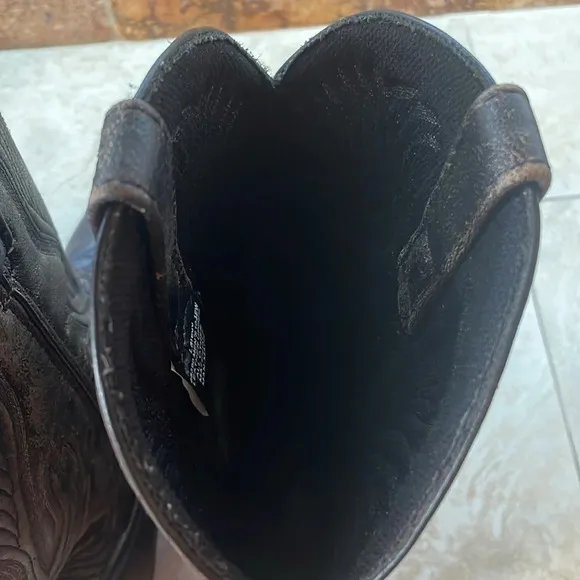 Laredo Men’s Cowboy Boots Western Leather Rodeo Shoes Brown Black Size 10.5EW