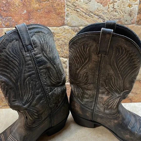 Laredo Men’s Cowboy Boots Western Leather Rodeo Shoes Brown Black Size 10.5EW