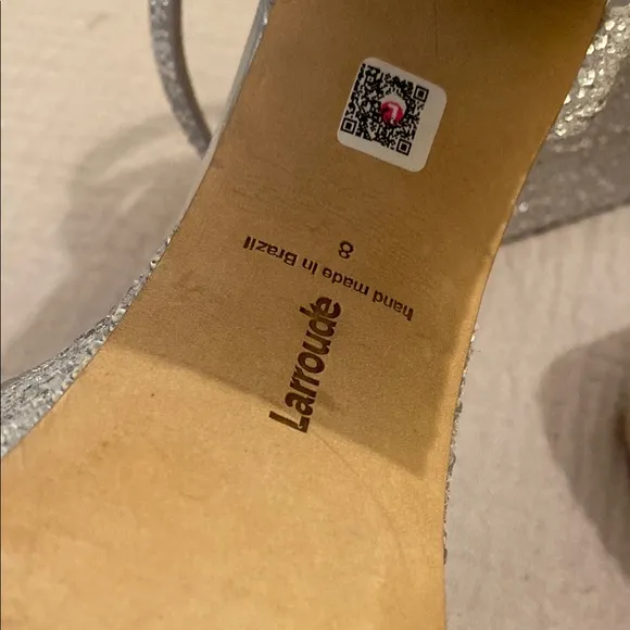 LARROUDE Silver Platform Block Heel Sandals . Size 8