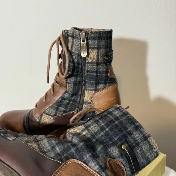 L’Artiste by Spring Step Ankle Boots Leather and Plaid Women’s Size 7.5 (38)
