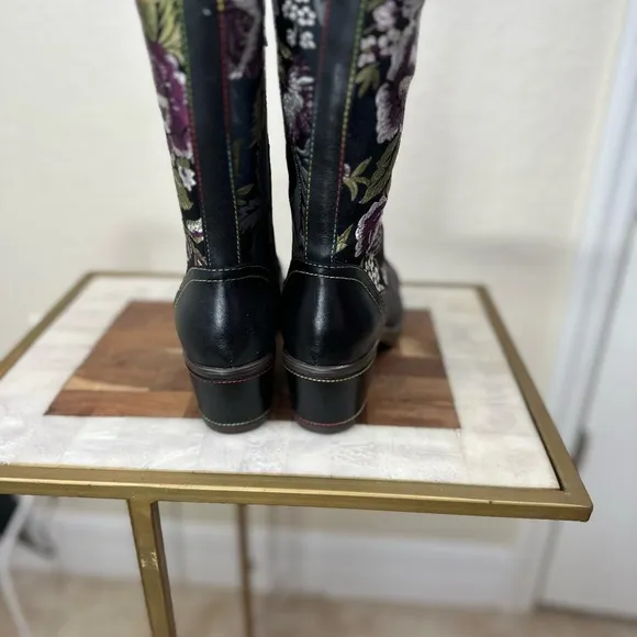L’ARTISTE EU size 37 NWB Spring Step‎ black floral heeled side zipper boots