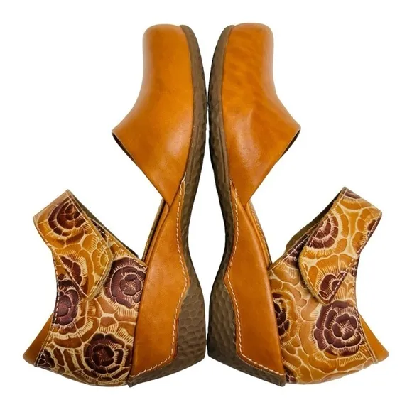L'Artiste Spring Step Gloss Shoes Slip-On Mary Jane Women’s 36 US 6 Brown Wedges