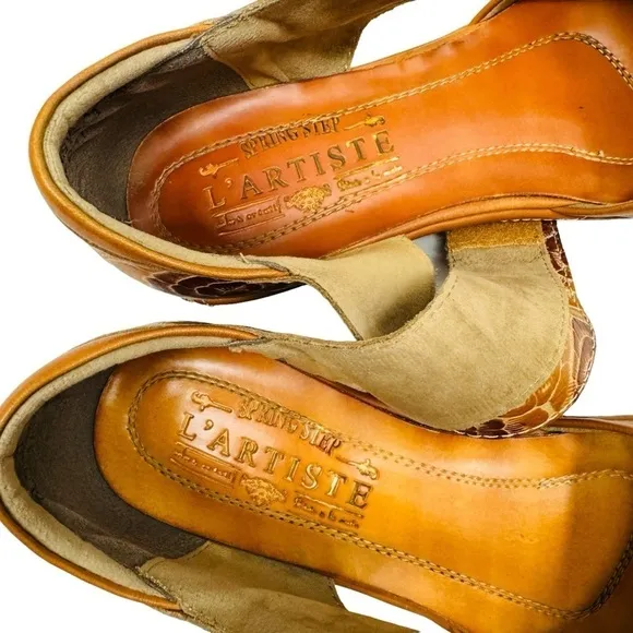 L'Artiste Spring Step Gloss Shoes Slip-On Mary Jane Women’s 36 US 6 Brown Wedges